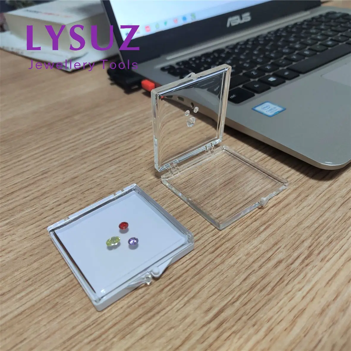 10pcs Adhesive Gems Box Diamond Display Box Show Case Packaging Tray Jewelry Acrylic Sticky Small Gemstone Modeling