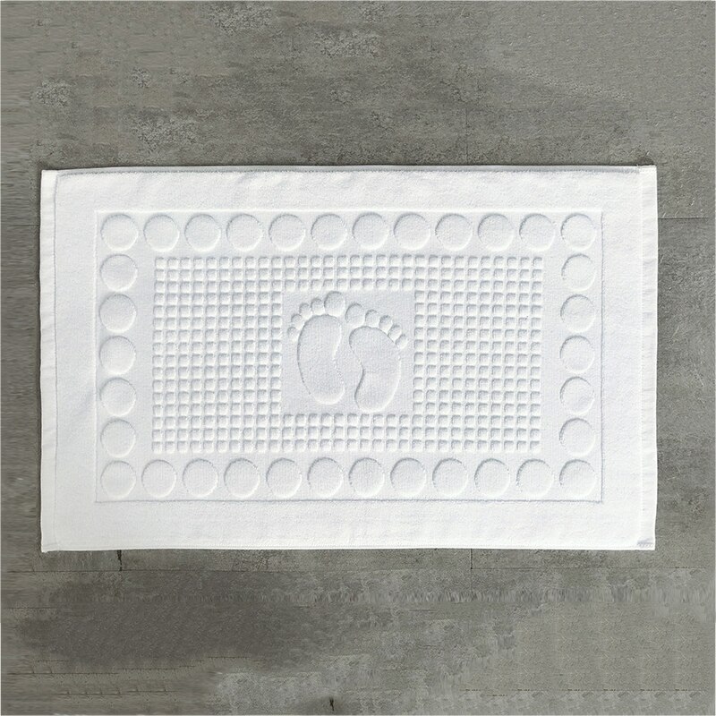 Baumwolle Bad Matte Bad Teppiche und Teppich Salon Hotel SPA Dusche Zimmer Füße Muster Handtuch Saugfähigen Wc Badewanne Matte: white foot B