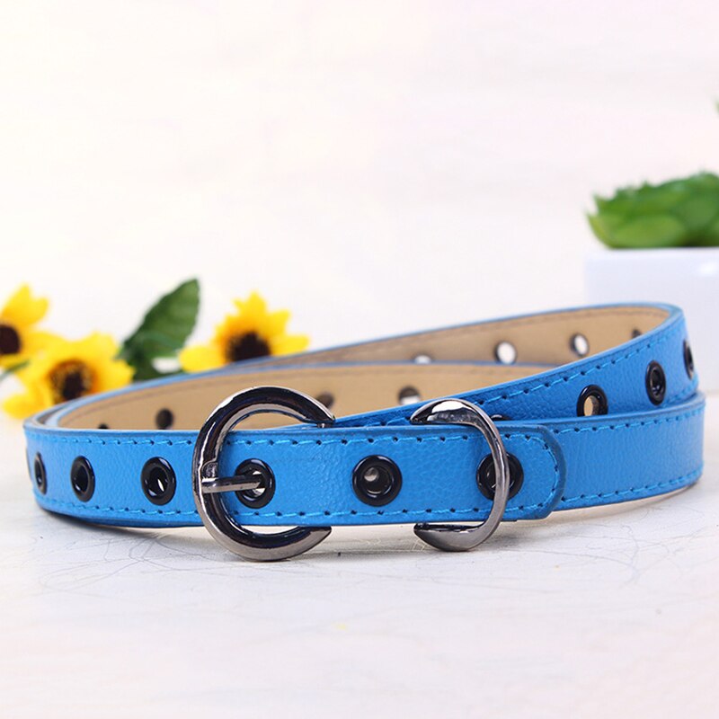 Jongens Meisjes Taille Riem Klassieke Kinderen Riem Pu Leer Snoep Kleur Tailleband Lichtmetalen Gesp Taille Riem Mode Decoratieve Riem: Blauw