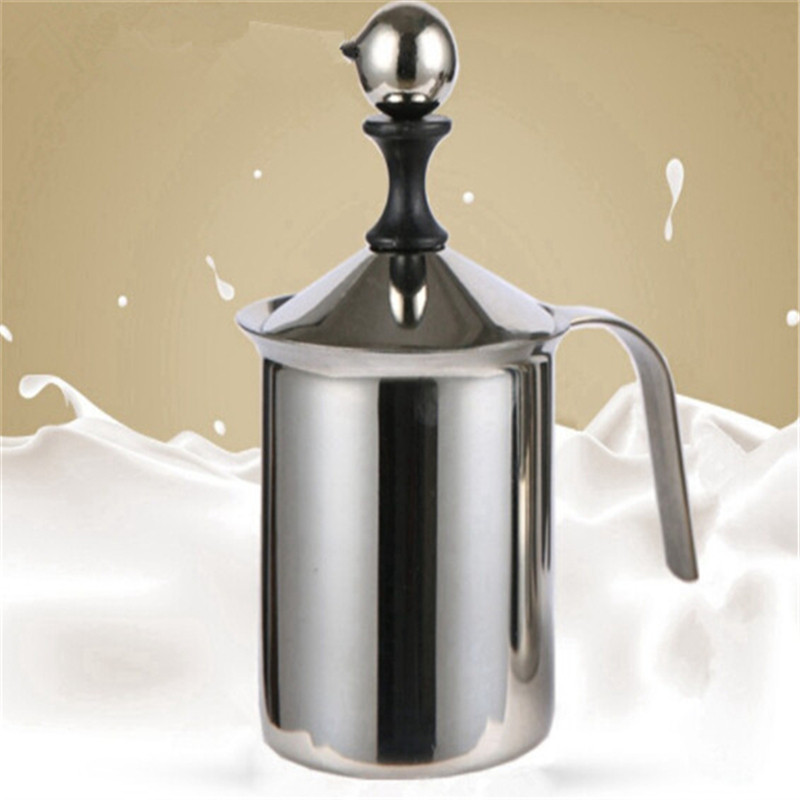 400Ml Handmatige Melkopschuimer Rvs Double Mesh Melk Creamer Schuim Mesh Koffie Foamer Creamer Keuken Gereedschap