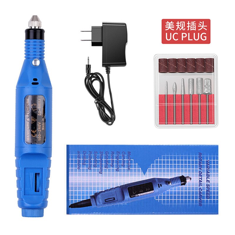 Professionele Elektrische Nagel Boor Machine Manicure Machine Pedicure Boor Set Keramische Nagelvijl Nail Boor Apparatuur Gereedschappen: US PLUG BLUE