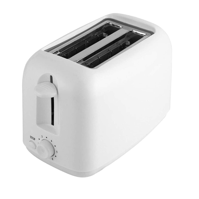 Toaster 2 Slice Stainless Steel Bread Extra Wide Slot Compact Toasters Electrical Small Bread Machine for Waffle: White