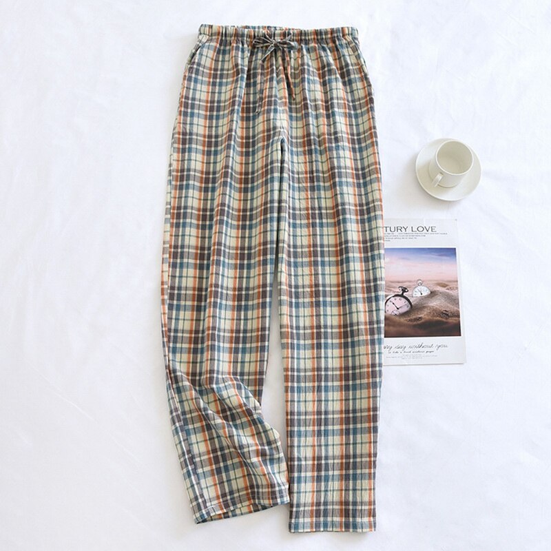 Plaid Home Pants for Men Loose Pajama Cotton Man Sleep Bottoms Clothes Pajamas Men's Trousers Sleepwear Lounge Underwear