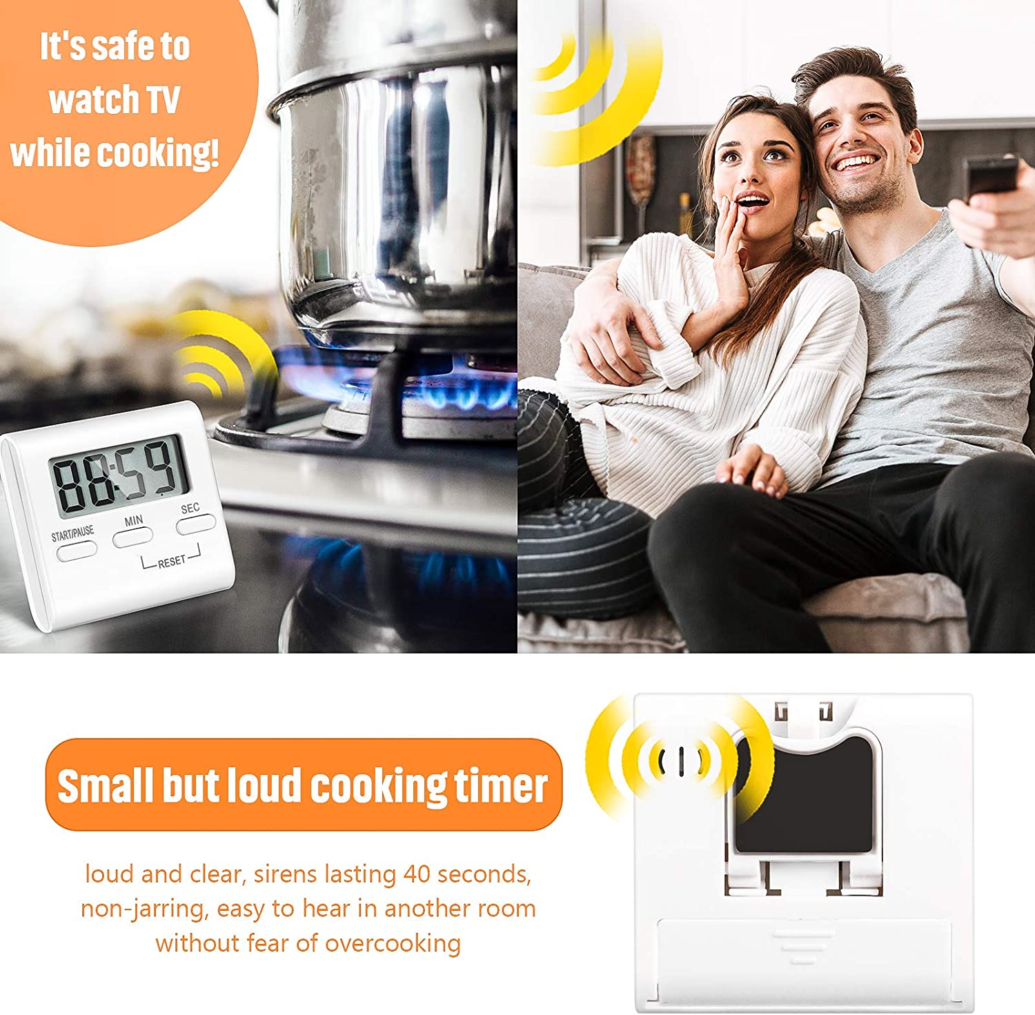 Magnetic Kitchen Timer Countdown Timer LED Digital Screen Multifunctional Visual Alarm Clock for Study Sport Cooking