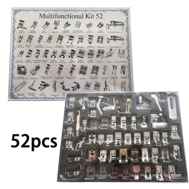 82/11pcs Sewing Machine Presser Foot Feet Kit Set With Box Brother Singer Janom Sewing Machines Foot Tools Accessory Sewing Tool: 52pcs