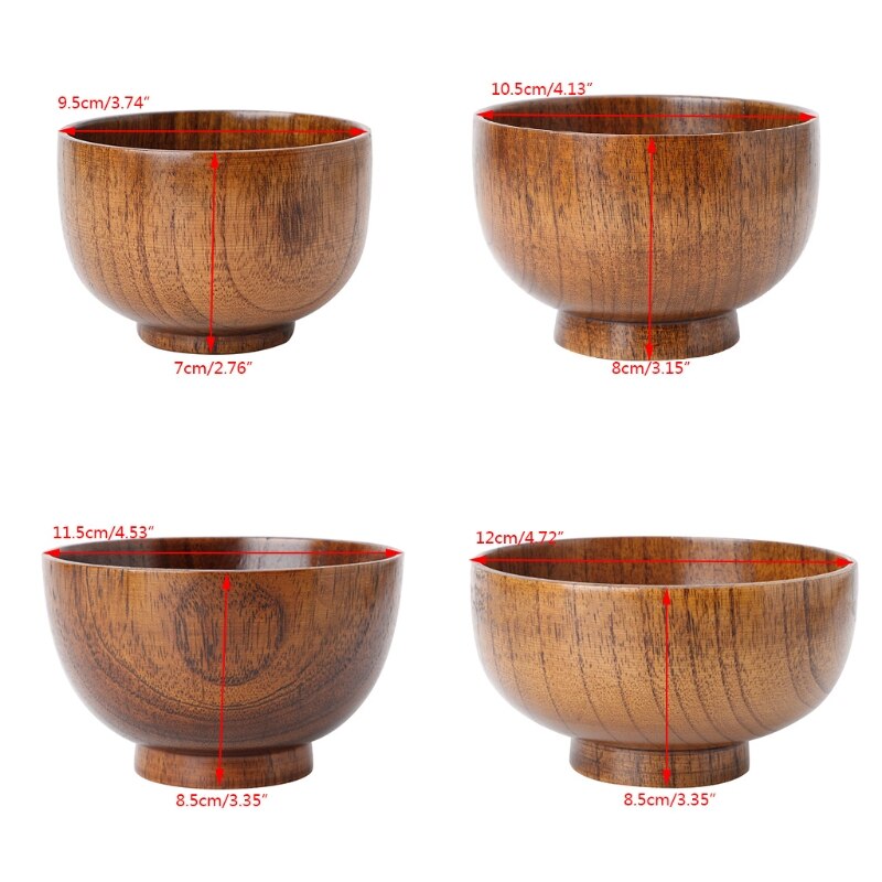 Natural Jujube Wooden Rice Soup Bowl Food Containter Kitchen Utensil Tableware Wooden Bowl