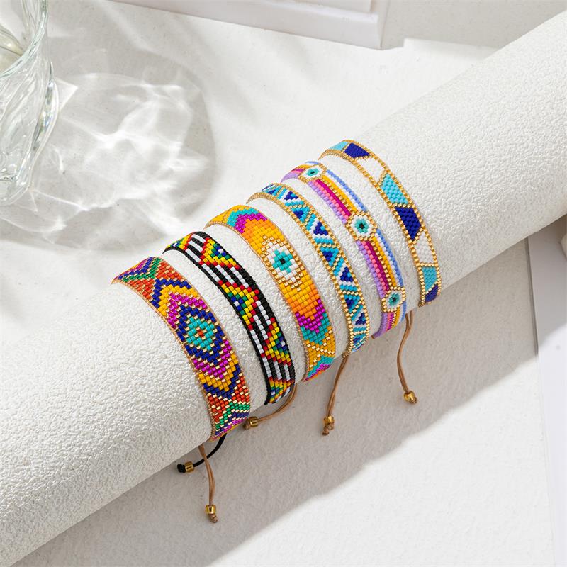 BLUESTAR-pulsera bohemia hecha a mano con cuentas para Mujer, brazalete de de México, Pulseras tejidas de cuerda, joyería para Mujer