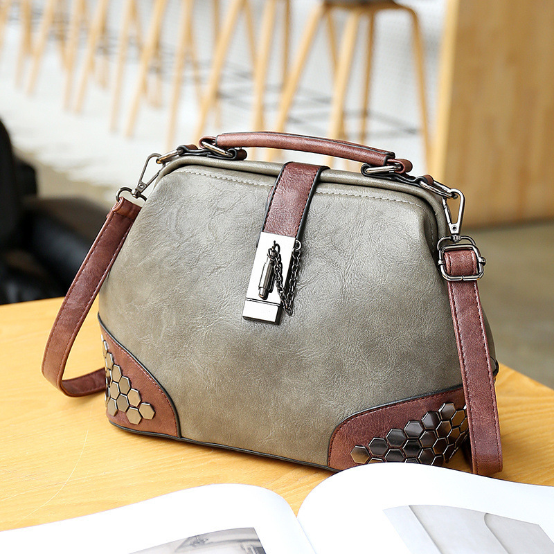 Women Handbags Chic Shoulder Bag Female Small Flap PU Leather Satchel For Girls Travel Totes Messenger Bag Doctor Bags: gray
