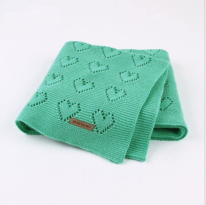 Knitted Baby Blankets Newborn Summer Baby Swaddle Wrap Blanket Super Soft Infant Baby Crib Bedding Stroller Receiving Blanket: Light Green