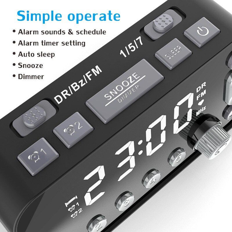 Dab/Fm Wekker Radio, Groot Scherm, Dual Wekkers, dual Usb Mobiele Telefoon Opladen Gaten, Verstelbare Display Helderheid
