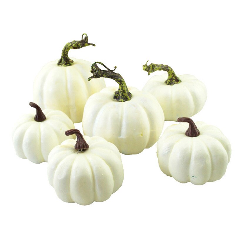 6/12/16 pz Decorativa di Zucche di Halloween Zucche Ornamentali Da schiacciare e Zucca per la Decorazione di Halloween citrouille blanche BDF: 6pezzi