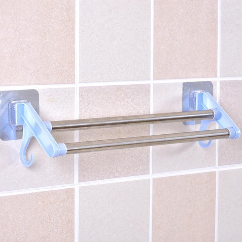 Handdoekenrek 37Cm Handdoek Rail Rack Holder Wandmontage Badkamer Plank Roestvrij Ssteel Dubbele Plank Badkamer Handdoekenrek Bars