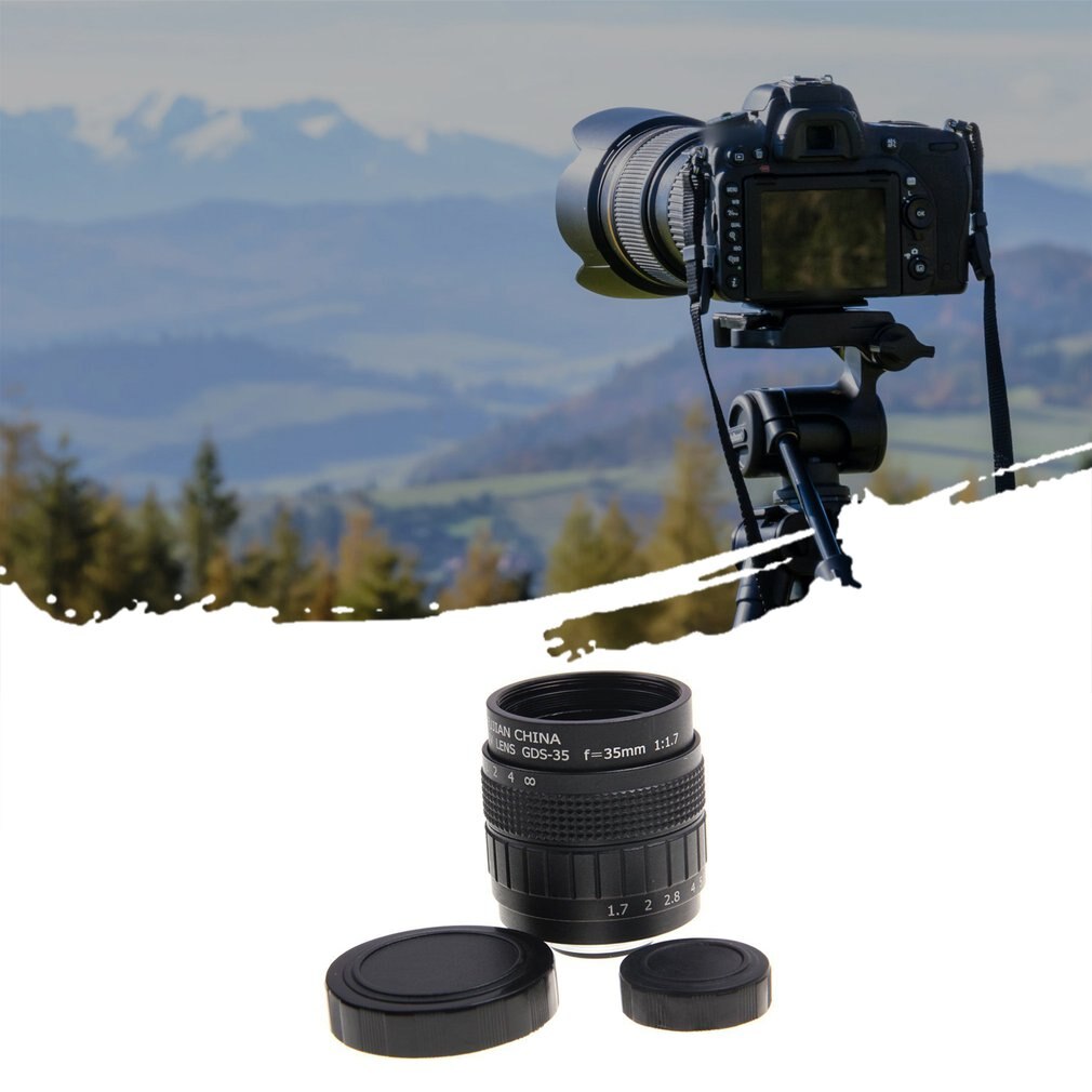 Lente micro montura en C de 35 mmf1. 7 con anillo adaptador objetivo telecino lente de enfoque fijo revestimiento multicapa negro