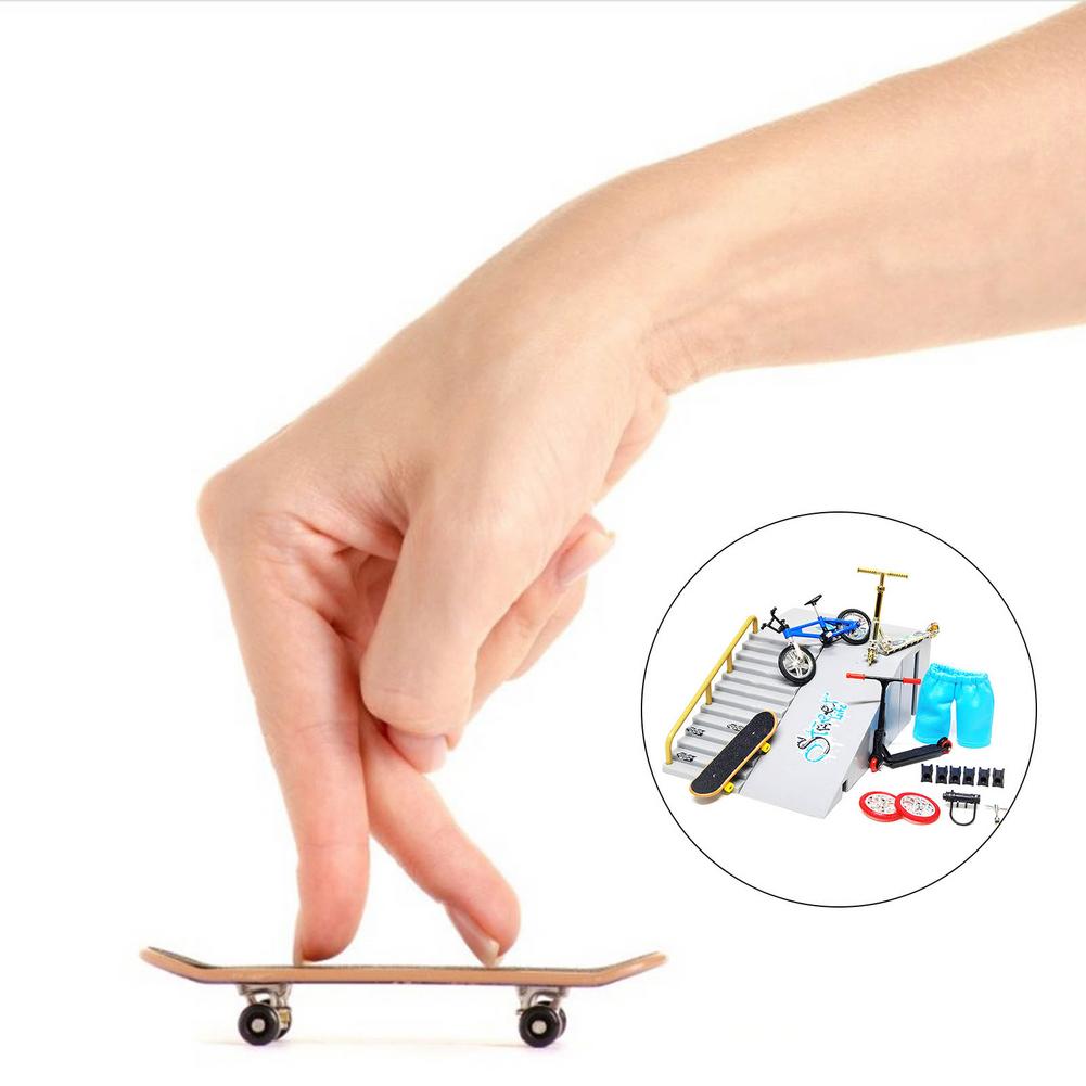 Rampe de skate pour enfants, jeu de sport, pour doigt, planches à roulettes, ensemble de pièces, touche, pour mini vélo, parc de formation, jouet,