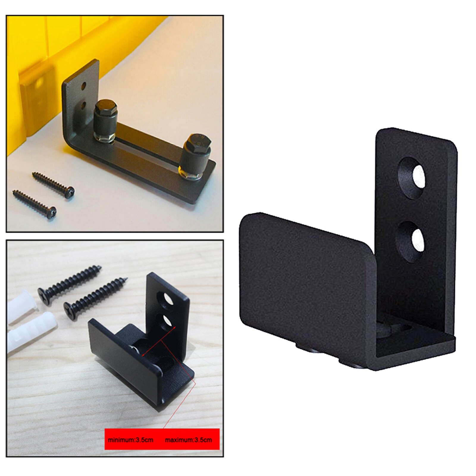 Guía Inferior Para Puerta Corredera De Granero - Ajustable En Forma De U, Aleación De Aluminio Con Rodillos De Nailon, Montaje En Pared
