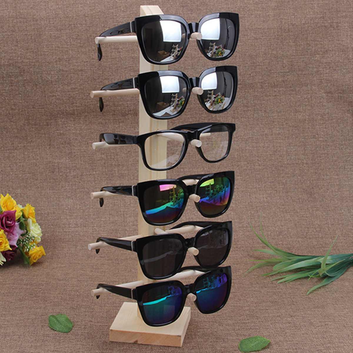 4/5/6 Layers Multi Layers Wood Sunglass Display Rack Shelf Eyeglasses Show Stand Jewelry Holder for Multi Pairs Glasses Showcase: 6 Layers