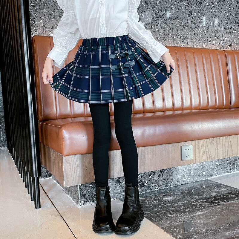 Falda ajustada a cuadros para niñas, pantalones de uniforme JK para la escuela, Leggings con falda, primavera y otoño