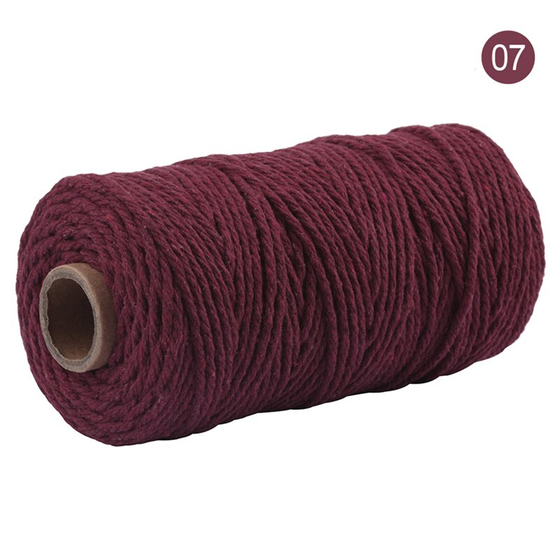 Cordon coloré 100% coton de 3mm, cordelette pour macramé artisanal, accessoire décoratif pour de mariage, 100 mètres/rouleau: color 07