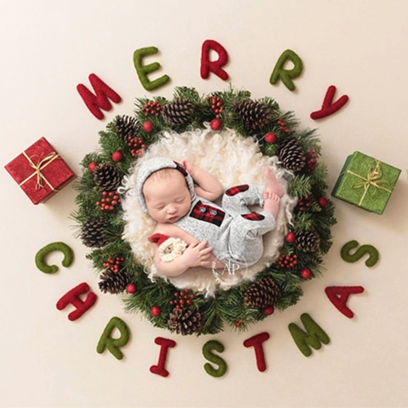Pasgeboren Baby Fotografie Prop Vrolijk Kerstfeest Woord Prop Baby Schieten Foto Props Baby Schieten Studio Fotografie Studio Meubi
