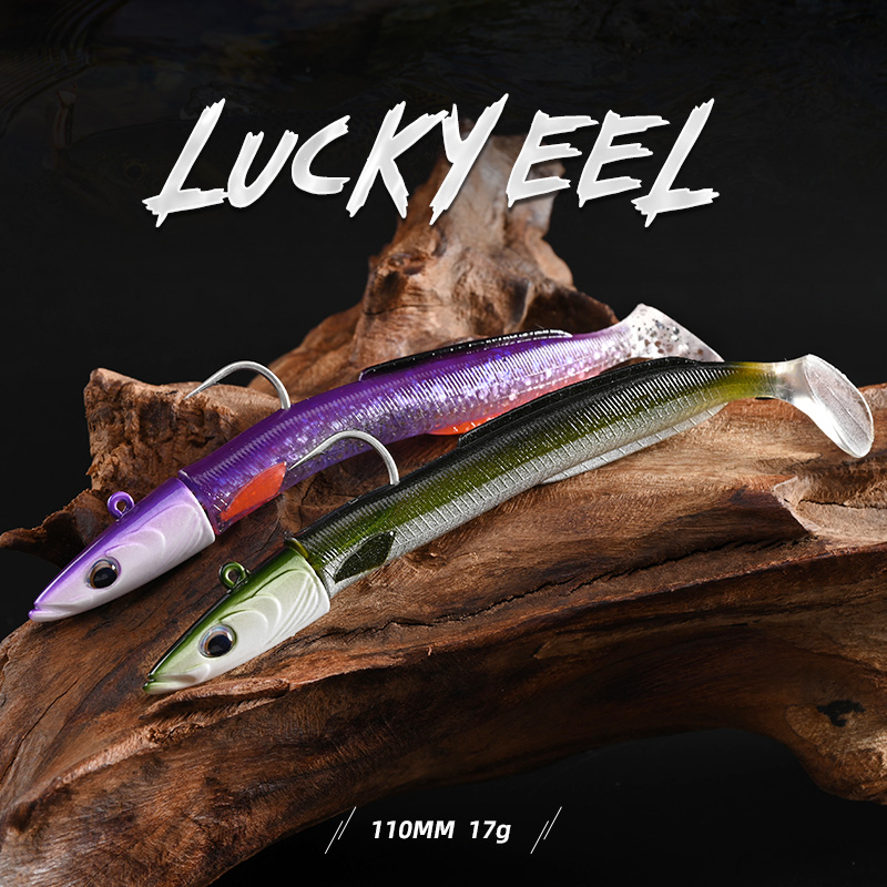 BLUX Happy Sandeel 11cm 17g suave Anguila viva señuelo de pesca paleta cola Jig cabeza gancho vinílicos vibración cebo Artificial equipo de agua salada