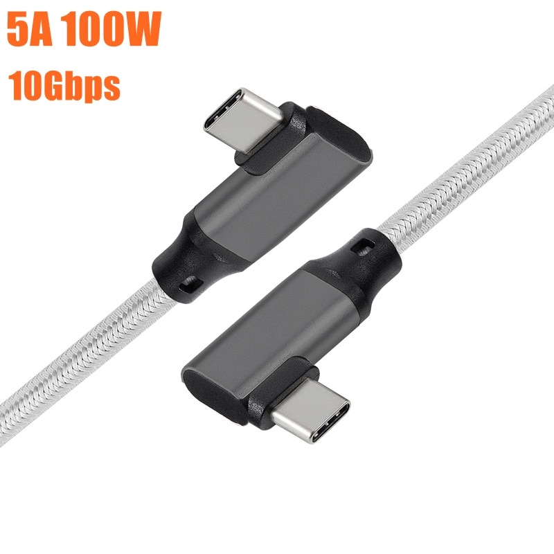 Extensor de Cable de carga de 3,1 W, Cable USB 100 macho a USB-C, doble codo, extensión de datos, 10Gbps Gen2 tipo C, Reversible