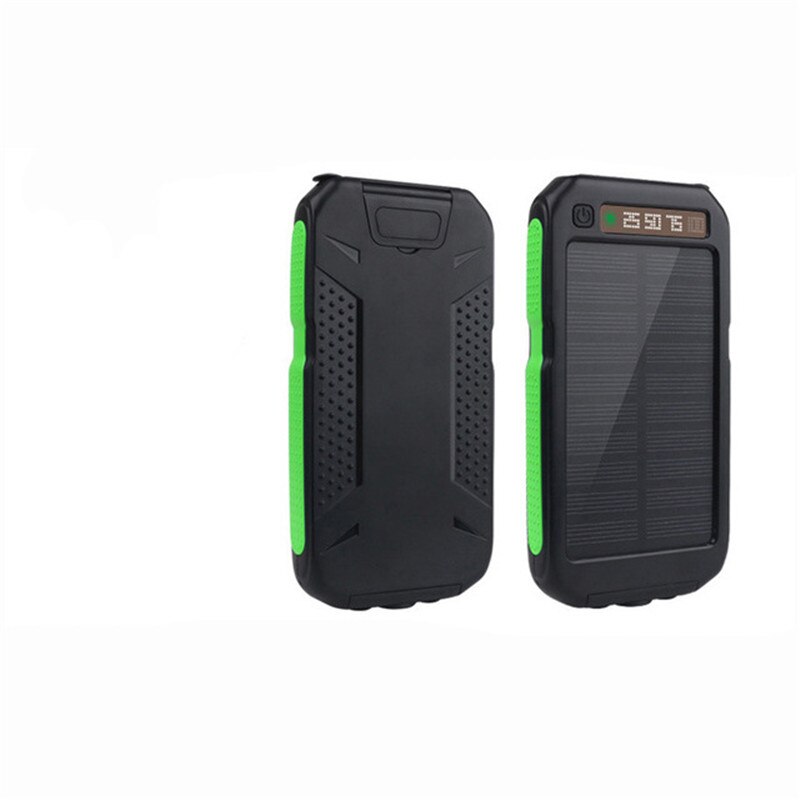 30000Mah Snelle Charger Portable Solar Power Bank Met Zonnepaneel 2 Usb-poort Dightal Display Power Bank Voor Xiaomi samsung Iphone