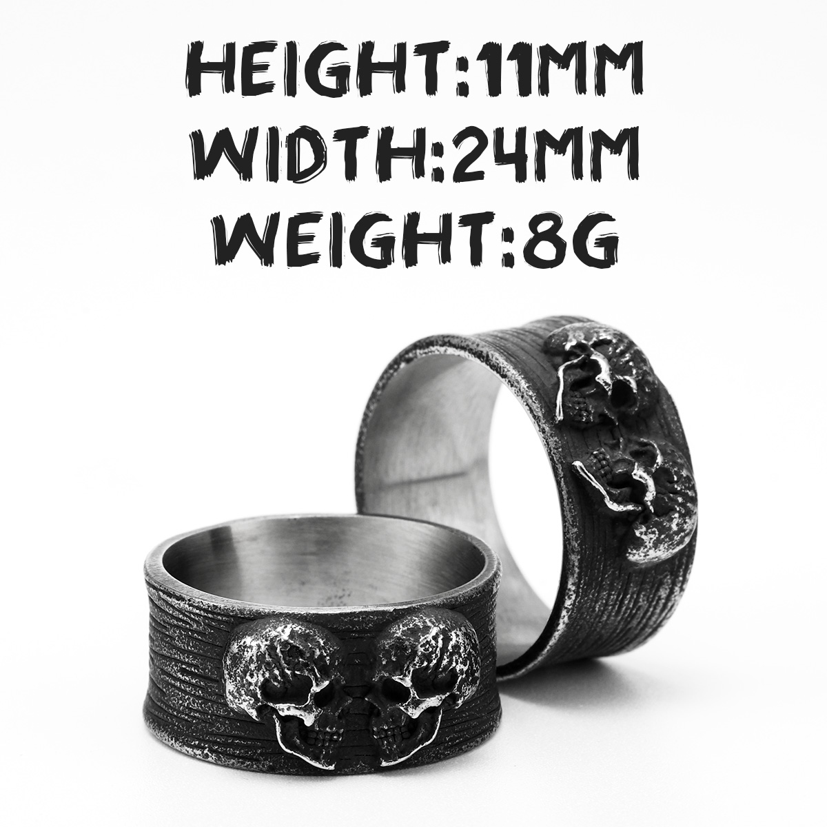 Anillos de pareja de calaveras gemelas para hombre, joyería de acero inoxidable para mujer, Punk, gótico, Rock, Vintage, negro, accesorios de , al por mayor