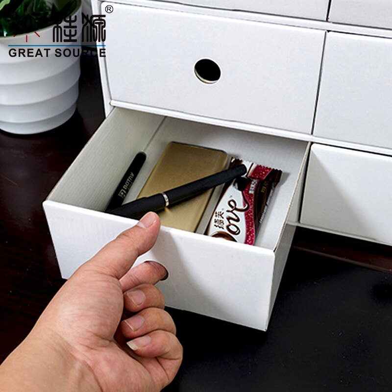 5 Drawers Storage Composable Cabinet Office Corrugate Foldable Home Storage Kraft Paper Environment Friendly