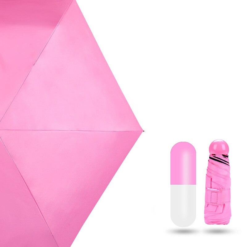 Paraguas plegables compactos de lluvia para niños, paraguas Mini cápsula para mujeres, paraguas transparente de bolsillo, paraguas Anti-UV a prueba de viento: pink