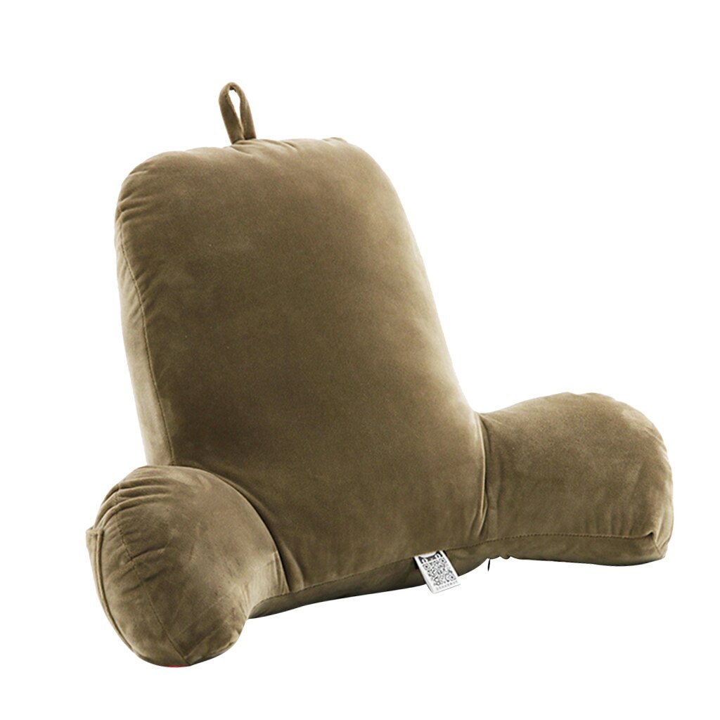 Large Bedrest Hollow Cotton Reading Pillow With Arms and Removable Cover for Home Office Back Pain Relief: Coffee