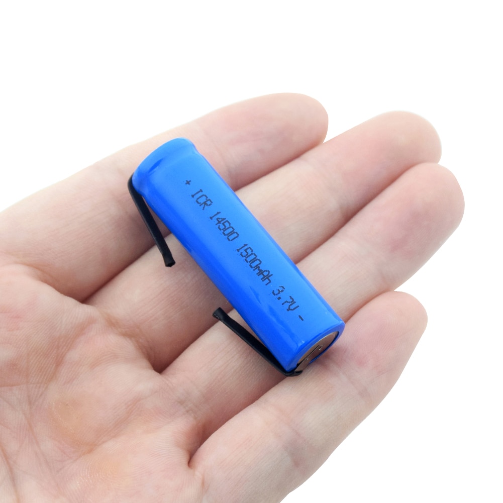 1/2/4 Pcs Rechargeable Lithium 14500 Battery With 2 DIY Tabs For LED Flashlight Remote Control 3.7V 1500mAh Li-ion Battery
