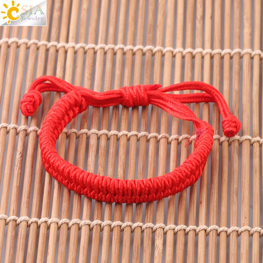 CSJA-joyería de la suerte para hombre y mujer, cuerda roja, hilo de hilo, arcoíris, pulseras de amistad ajustables: Red
