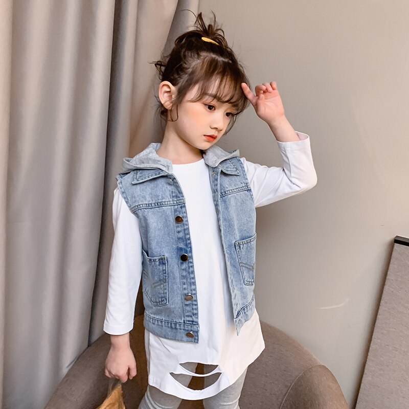 HUIFUAO Mouwloze denim jassen vrouwen plus size Jean Vest Button Down Revers Gilets Tank Tops Met Zak Vintage Verweerd Vest, S