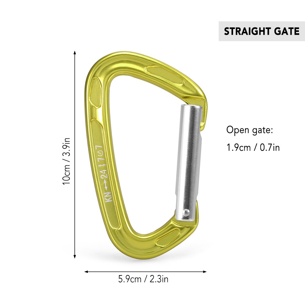 22KN / 24KN Straight Gate Carabiner Non-locking Gate Carabiner Climbing Canyoning Backpacking Hammocks Key Nose Carabiner