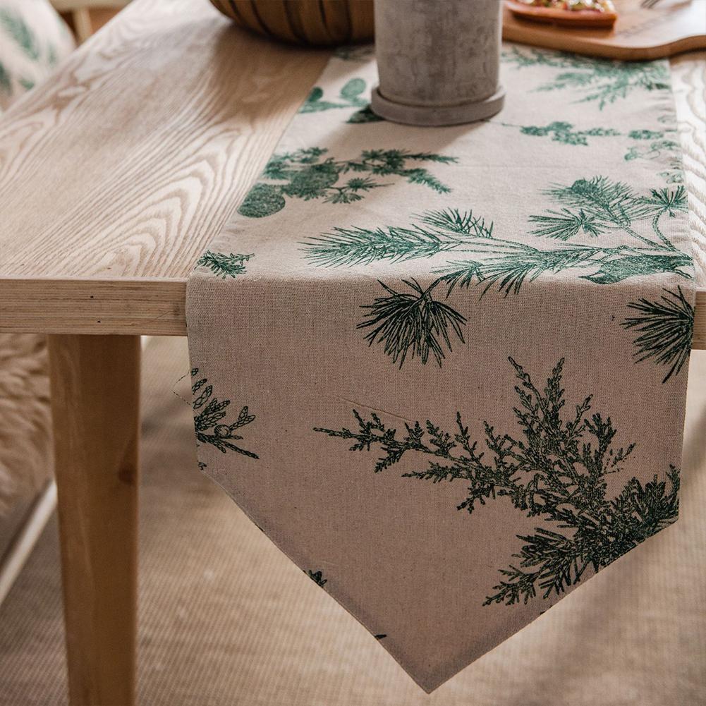 Pine Cone Print Table Runner Linen Dining Table Mat Plant Placemats Table Cloth Runners Modern Home Dining Table Trimmings Decor