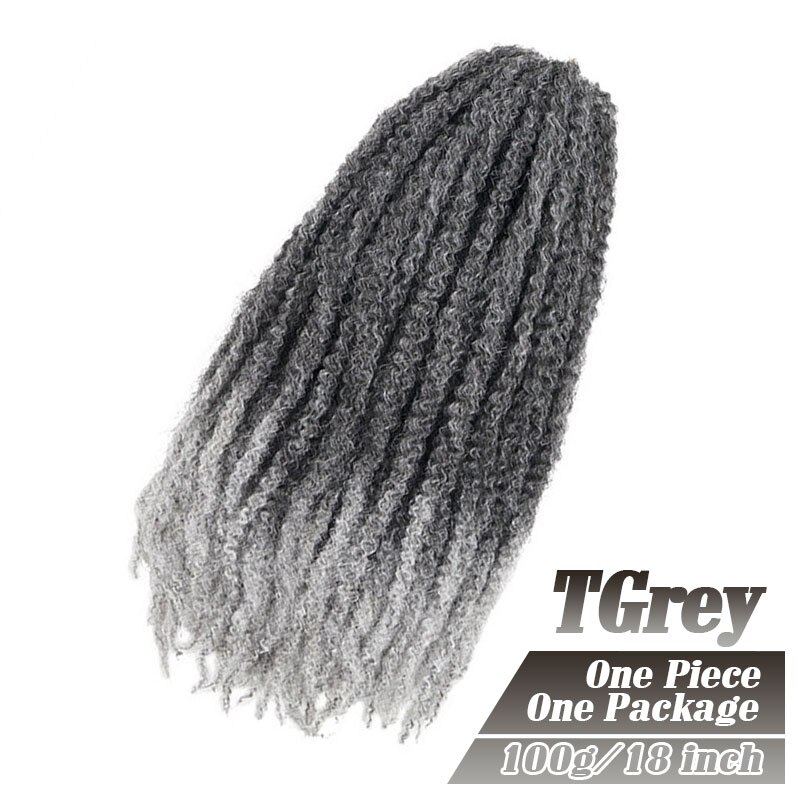 18 Inch Marley Braids Twist Crochet Braiding Hair Burgundy Synthetic Afro Kinky Curly Marley Braids Hair Extensions: TGrey
