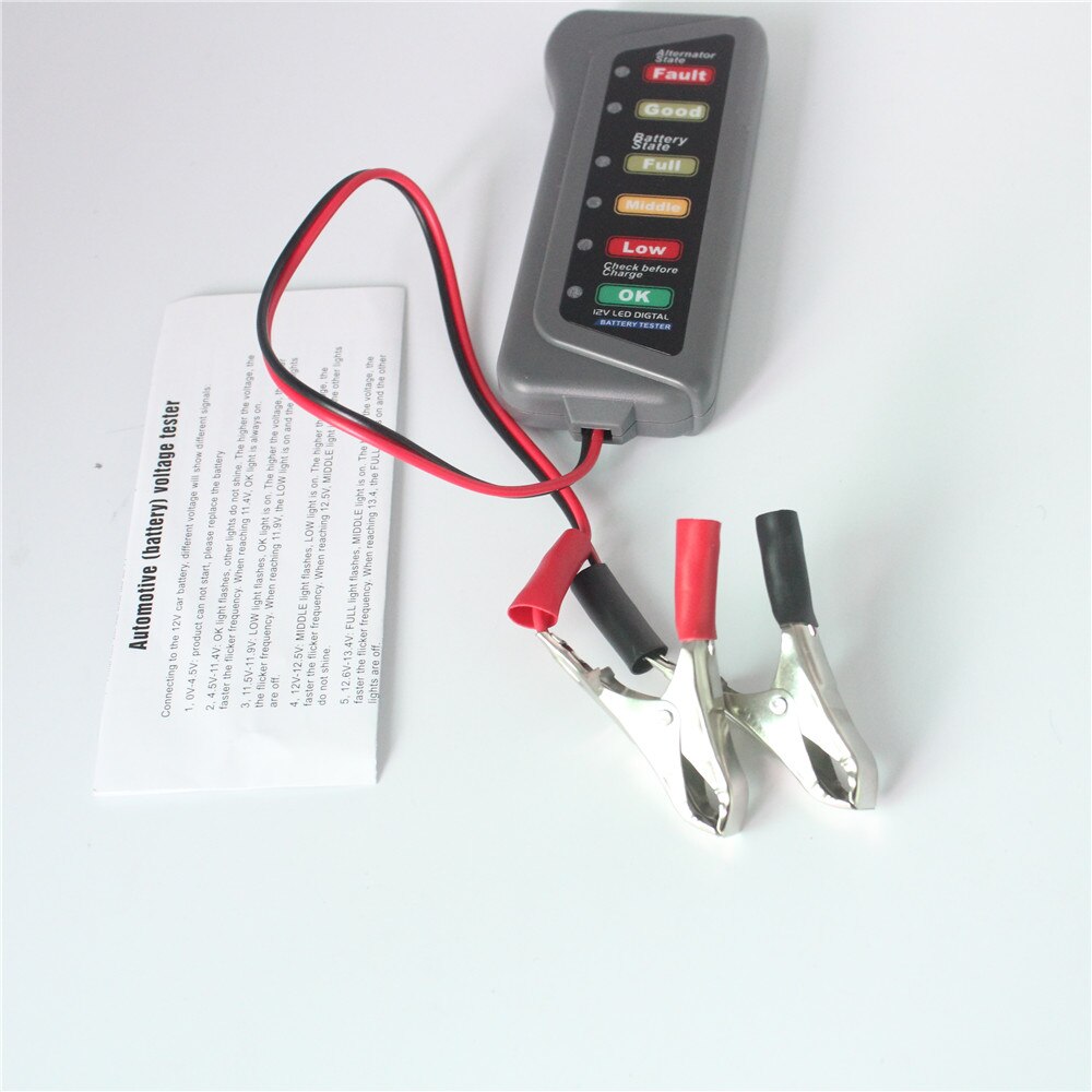 Car Battery Tester Digital Alternator Tester 6 LED Lights Display Car Diagnostic Tool Automotive Battery Test Device