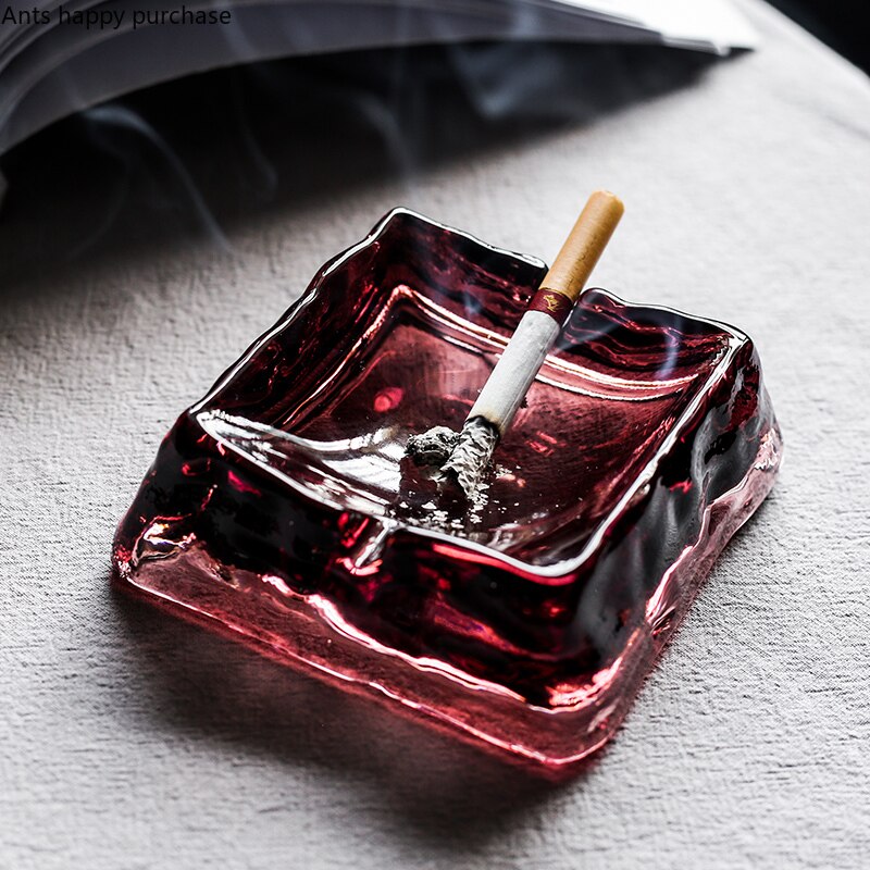 Nordisk krystalglas askebæger firkantet gennemsigtig sod opbevaringsboks europæisk stil hjem mliving room office personlighed askebæger