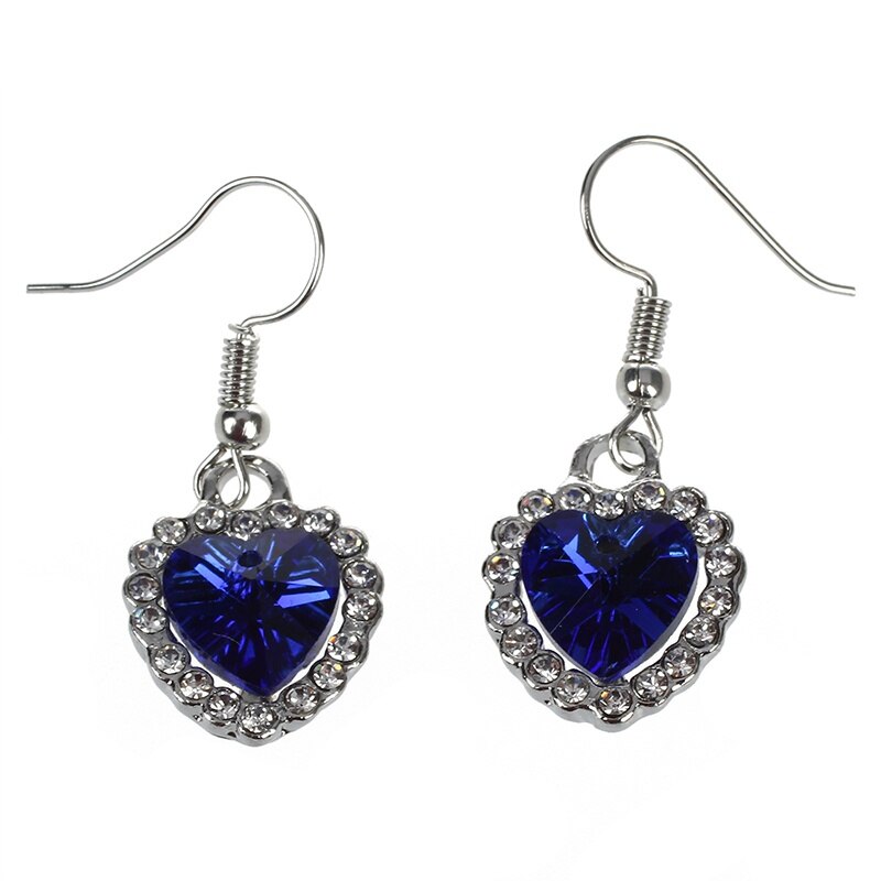 Women's Heart of Ocean Hook Earrings Dangle Earrings Sapphire Blue