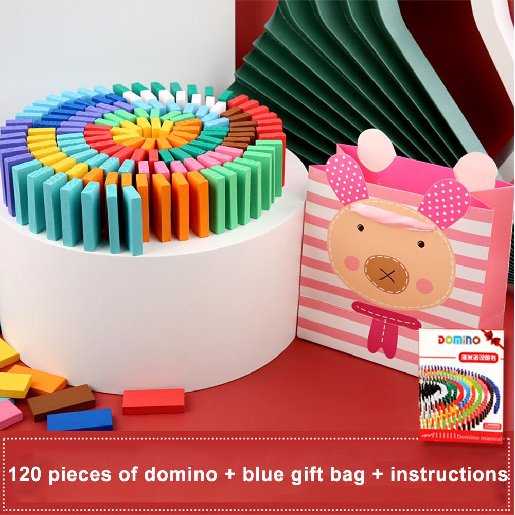 Børn studerende sød udvikling farve sort domino kognitiv pædagogisk børnehave blokke legetøj sæt spil hjem træ: Lyserød