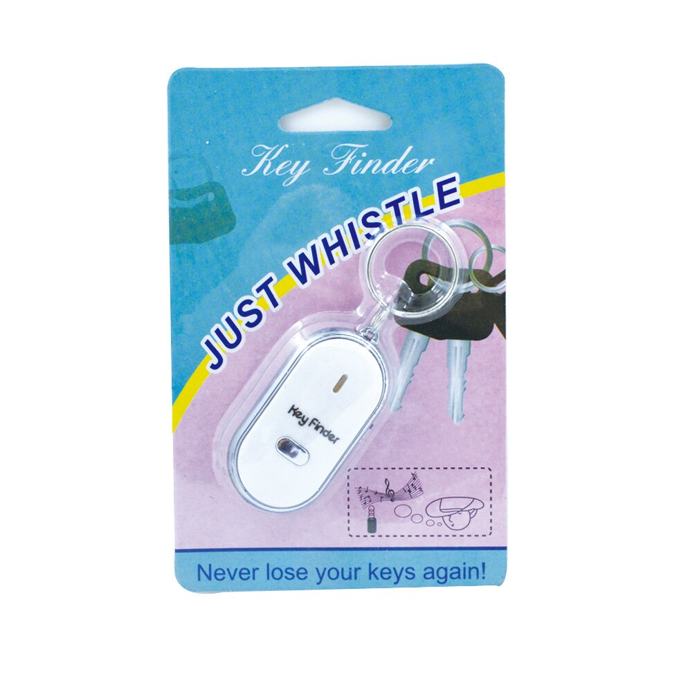 Mini Whistle Key finder Locator Anti-lost Flashing Child Alarm Locator Beeping Remote Kids Key Wallet Keychain Tracker LED Light: White