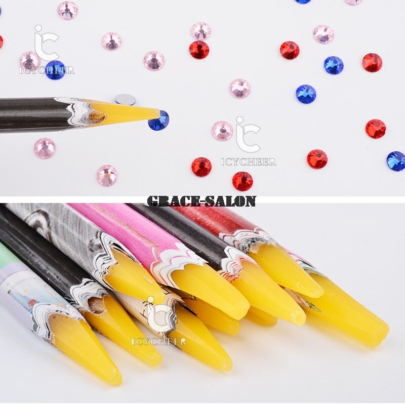 ICYCHEER 1 pieza herramienta para hacer puntos de decoración de uñas lápiz para cera de uñas/bolígrafo para recoger diamantes de imitación gema cristal