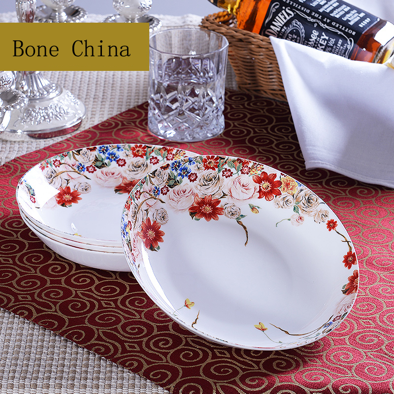4pcs, 8inch, fine bone china serving plate dinnerware, ceramic dinner plates, porcelain buffet charger plate, pasta plate baking
