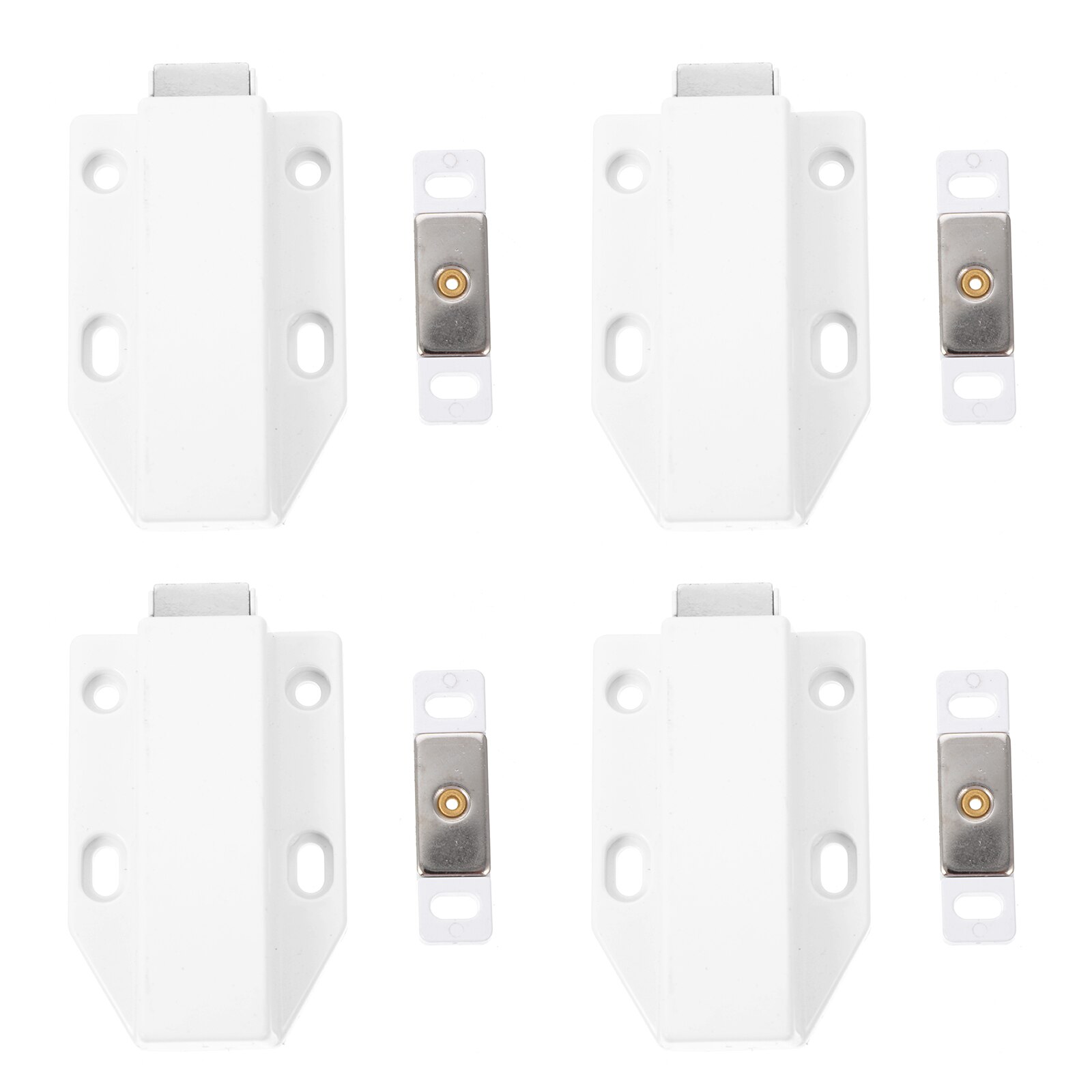4pcs Magnetic Push Touch Open Magnet Cupboard Buffer with Parts: White