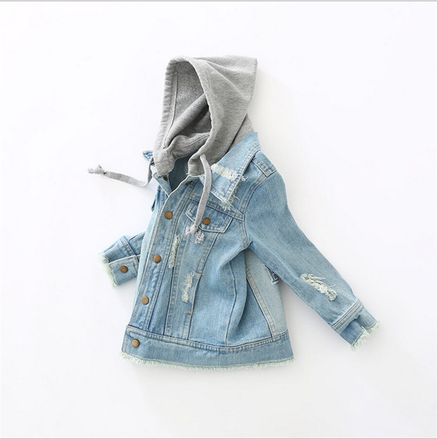 Høst barn denim jakke gutter jean frakk klær stilig vår casual jente gutt frakk barn yttertøy cowboy hette jakke