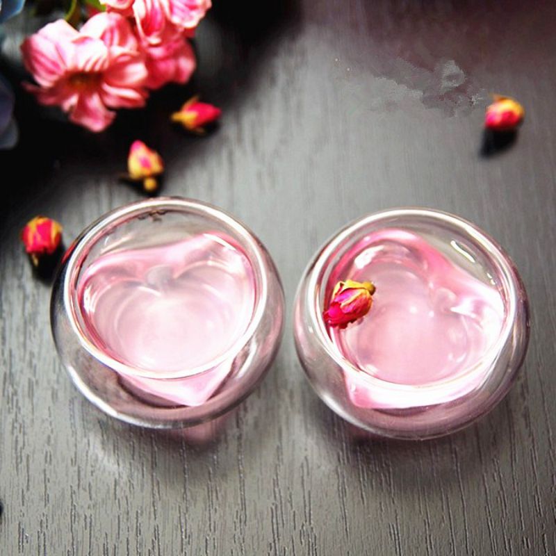 Couple Heart-shaped Heat-resistant Tea Cup Double Glass High Borosilicate Double Glass For Valentine's Day