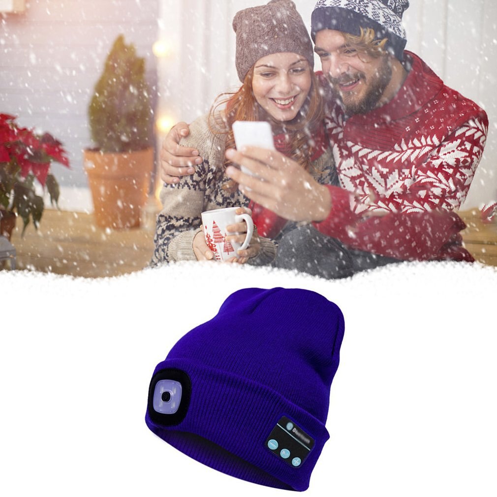 Winter Beanie Hat Wireless Smart Cap Headphone Headset with LED Light Handfree Music Headphone Earphones for