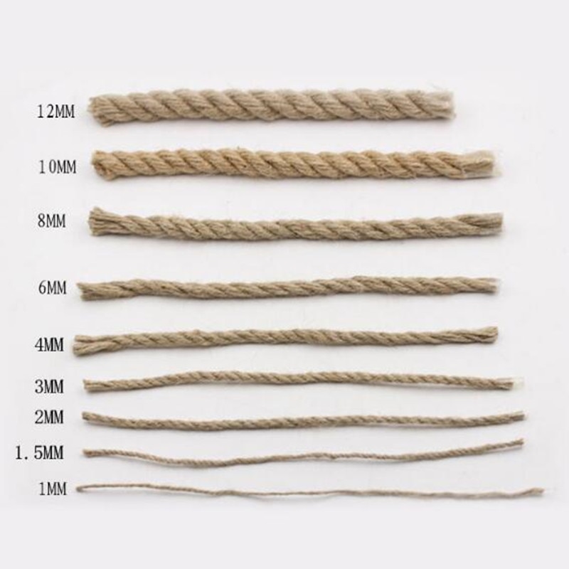 Pick 6 Diameter Natural Hemp Cords Linen Jute Cord Thread for Package Weaved Crafts Handcraft PP061001