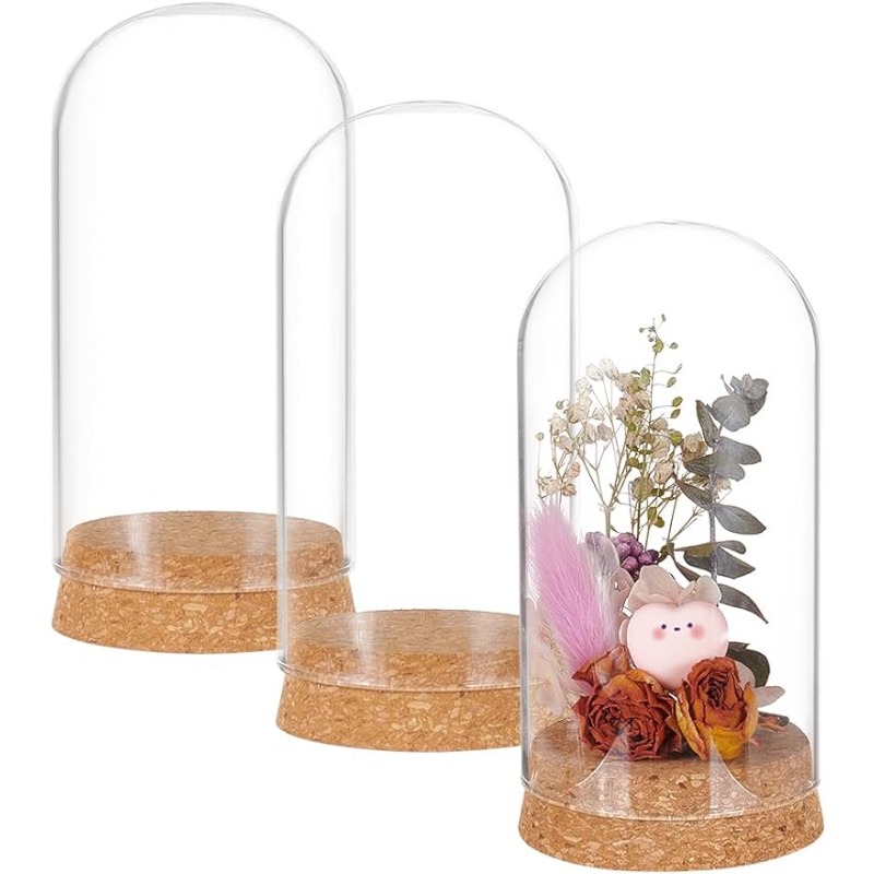 3 Set Dome Display Glazen Pot met Kurk 65x133mm Bell Cloche Glazen Decoratie Case voor Bloemplanten Exemplaren Ambachten Decoraties