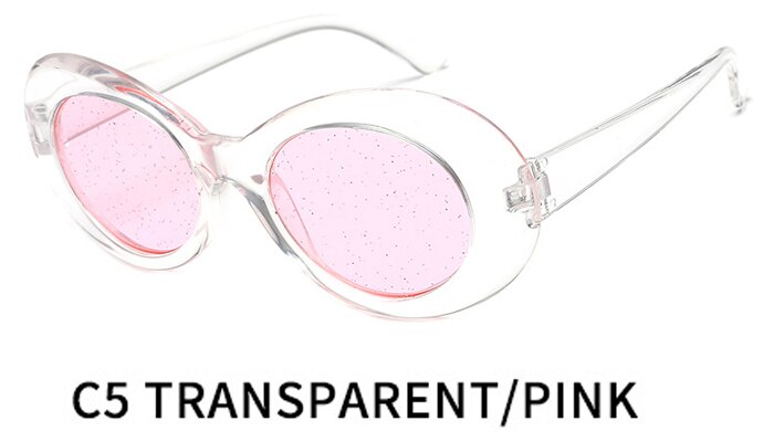 Nirvana Kurt Cobain Sunglasses Women Clout Goggles Pink Oval Sun Glasses Classic Fahion Female Clear Lens Mirror Eyewear UV400: C5